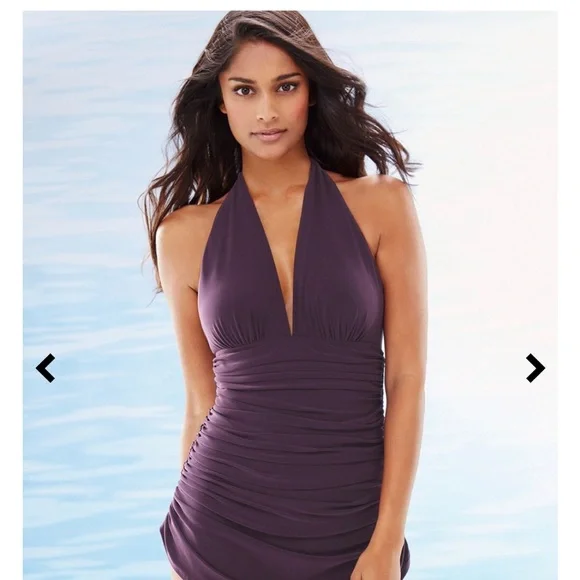 Magicsuit Purple Halter One-Piece Swimdress - Picture 2 of 15